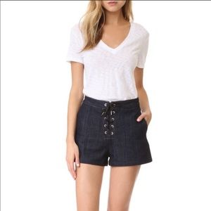 Rag & Bone High Waist Lace Up Denim Shorts